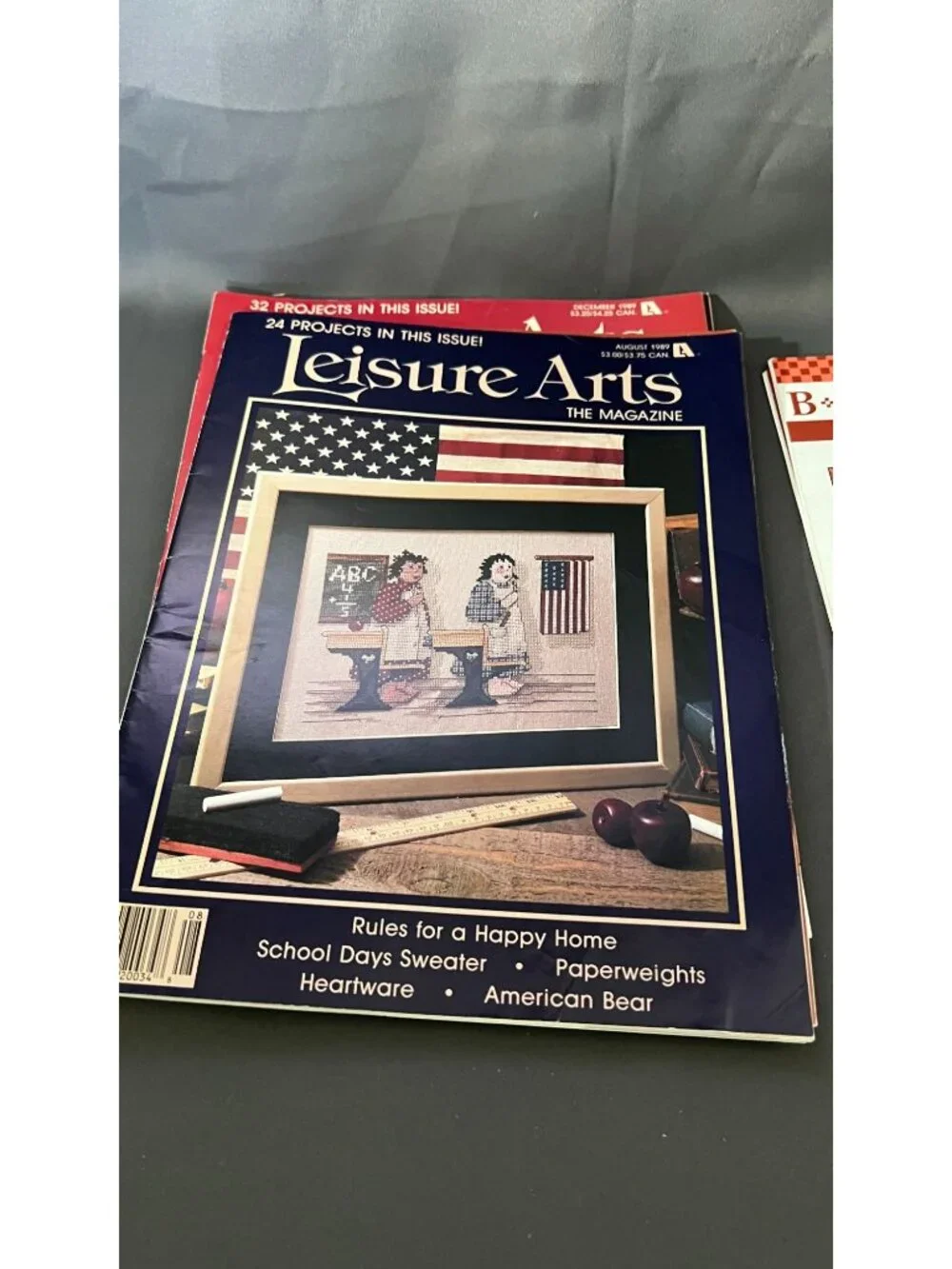 8 Vintage Leisure Arts Magazine Lot Cross Stitch/Crafts 1986-1989